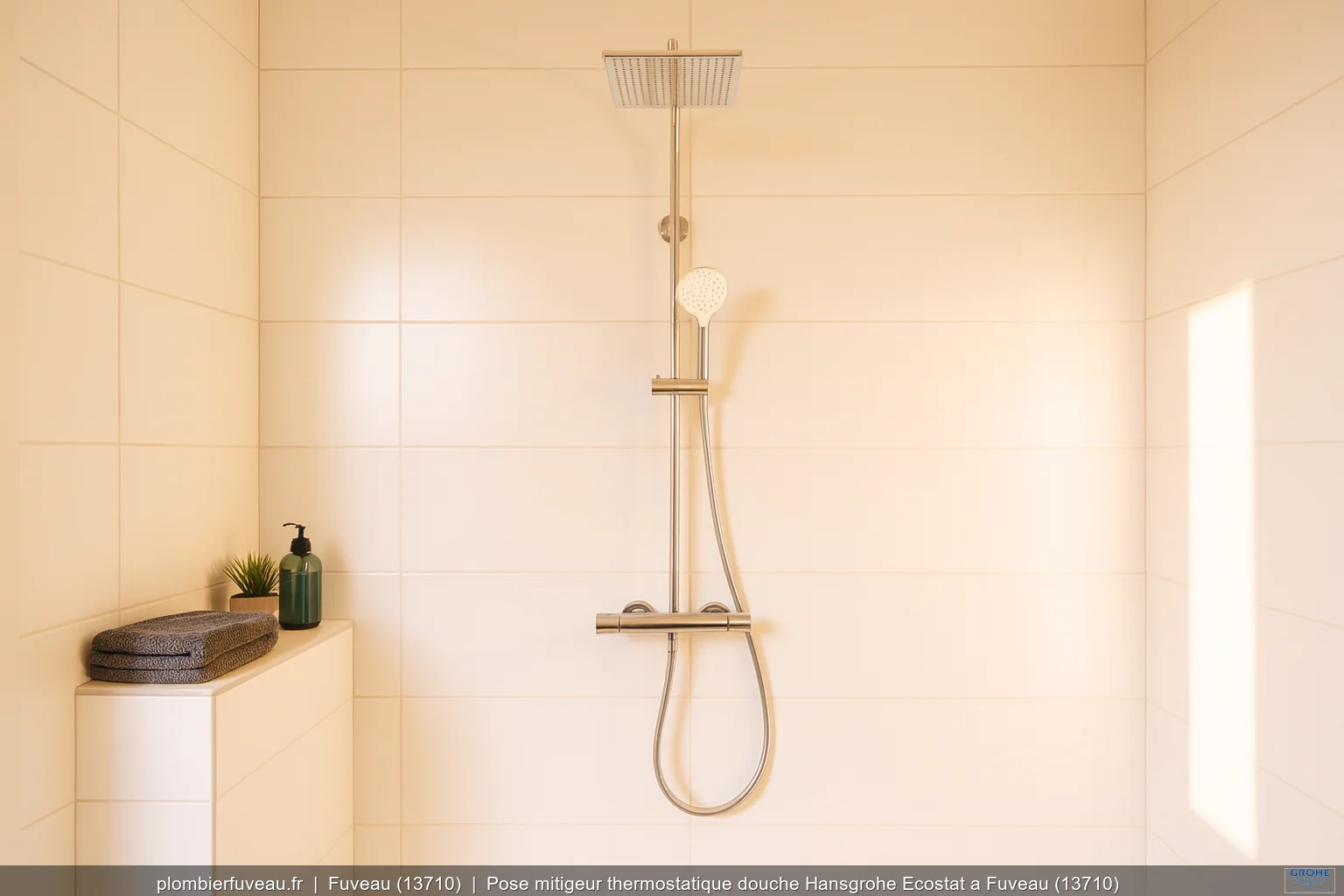 Pose mitigeur thermostatique douche Hansgrohe Ecostat a Fuveau (13710)