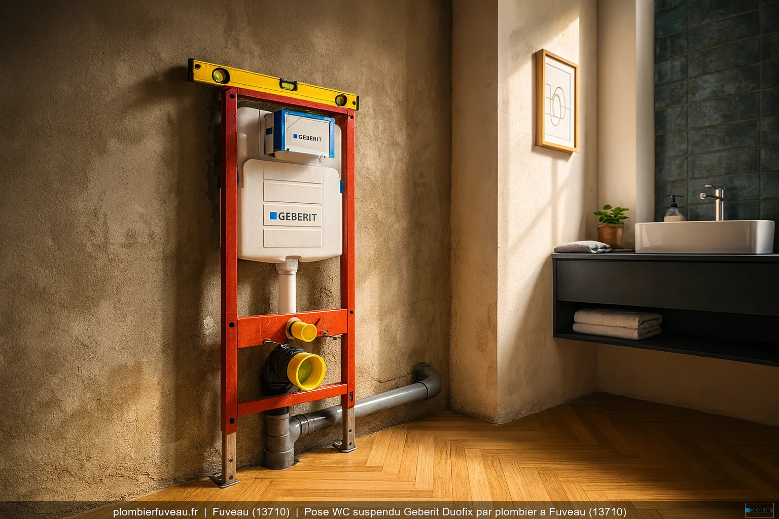 Pose WC suspendu Geberit Duofix par plombier a Fuveau (13710)